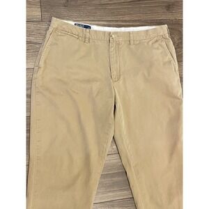 Vtg Polo Ralph Lauren Preston Classic Straight Pants Men 40x30 Beige Cotton‎ Zip